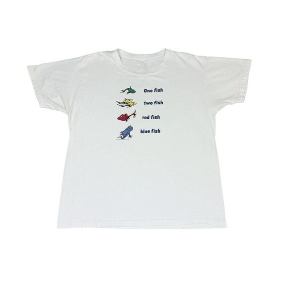 Vintage 1995 Dr Suess T-Shirt One Fish 2 Fish Book - Picture 1 of 10